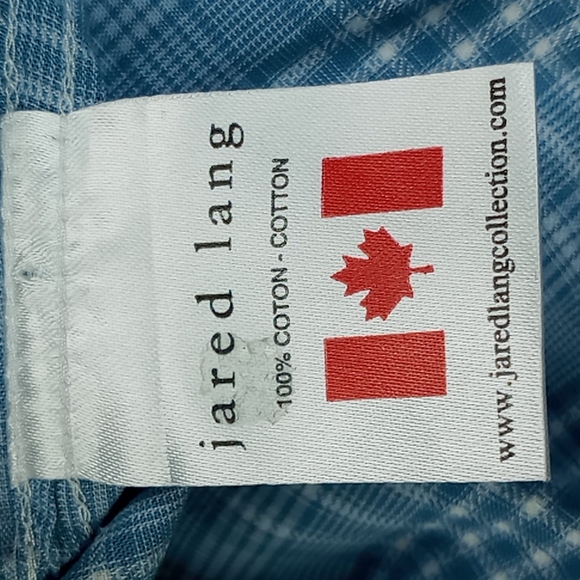 Jared Lang Men's Size S/P Button Front Slim Fit Shirt Blue/White Roll Tab Sleeve - Picture 10 of 11